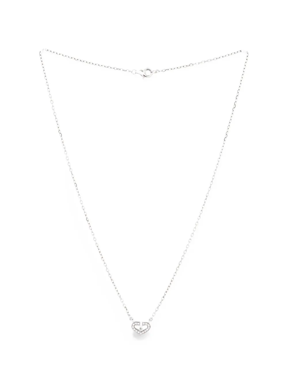 Cartier 18kt C Heart de Cartier Weißgoldhalskette mit Diamantanhänger - Silber