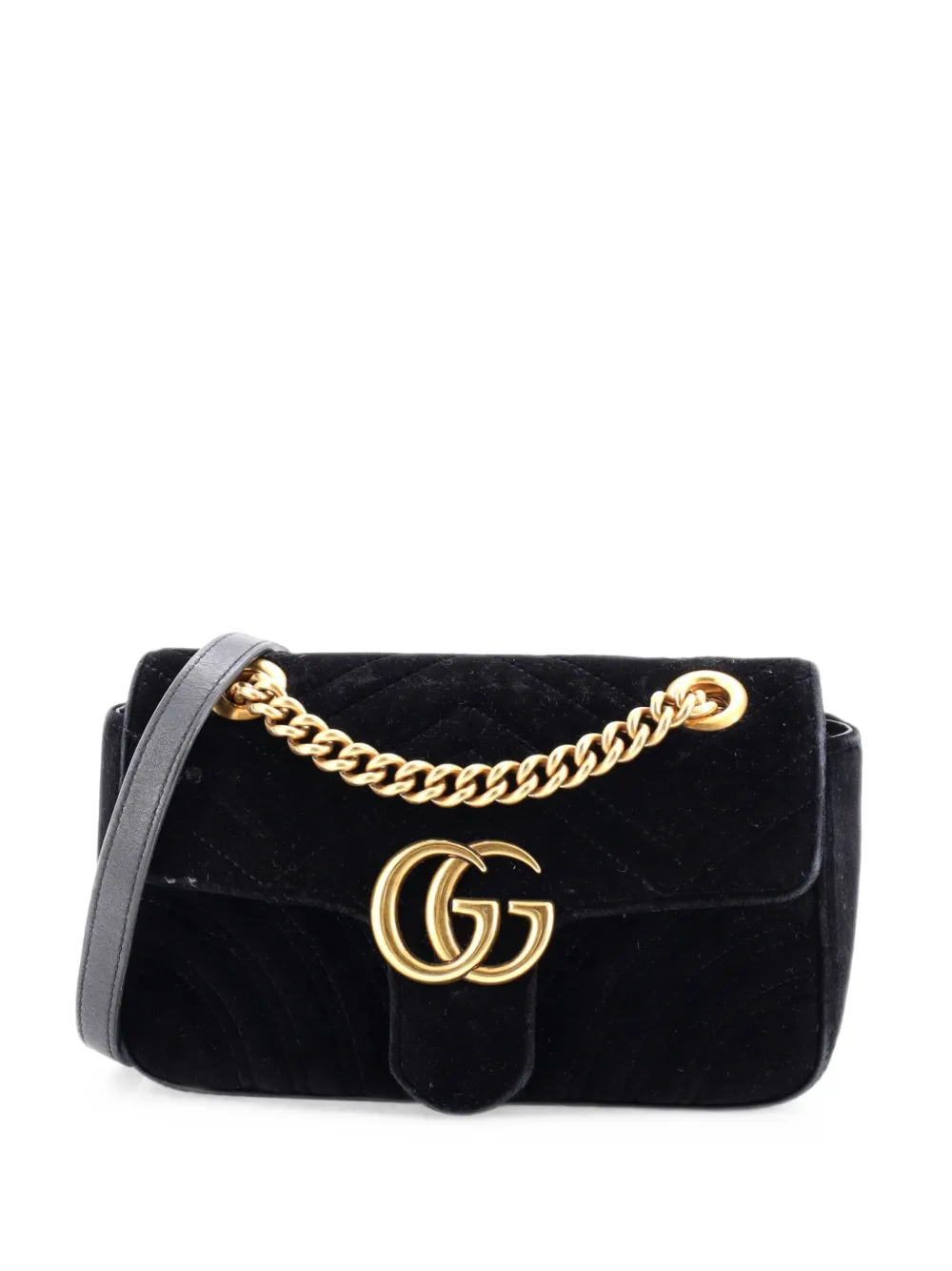 Gucci Pre-Owned GG Marmont Flap Bag Matelasse Velvet Mini shoulder bag - Nero