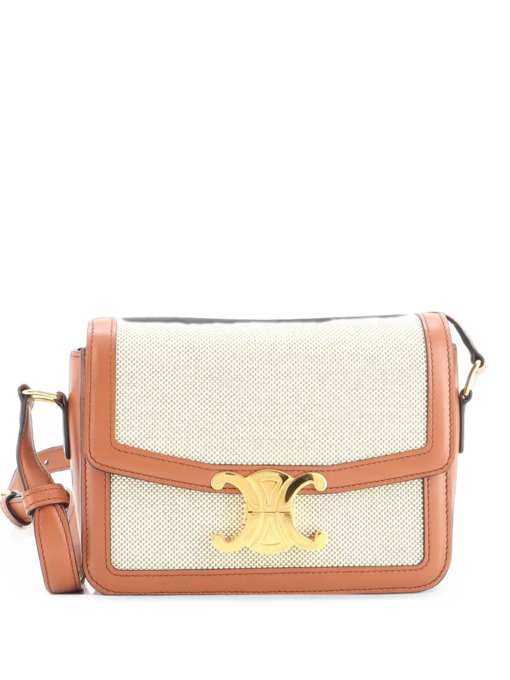 Celine Pre-Owned Triomphe Shoulder Bag Canvas with Leather Teen crossbody bag - Marrone