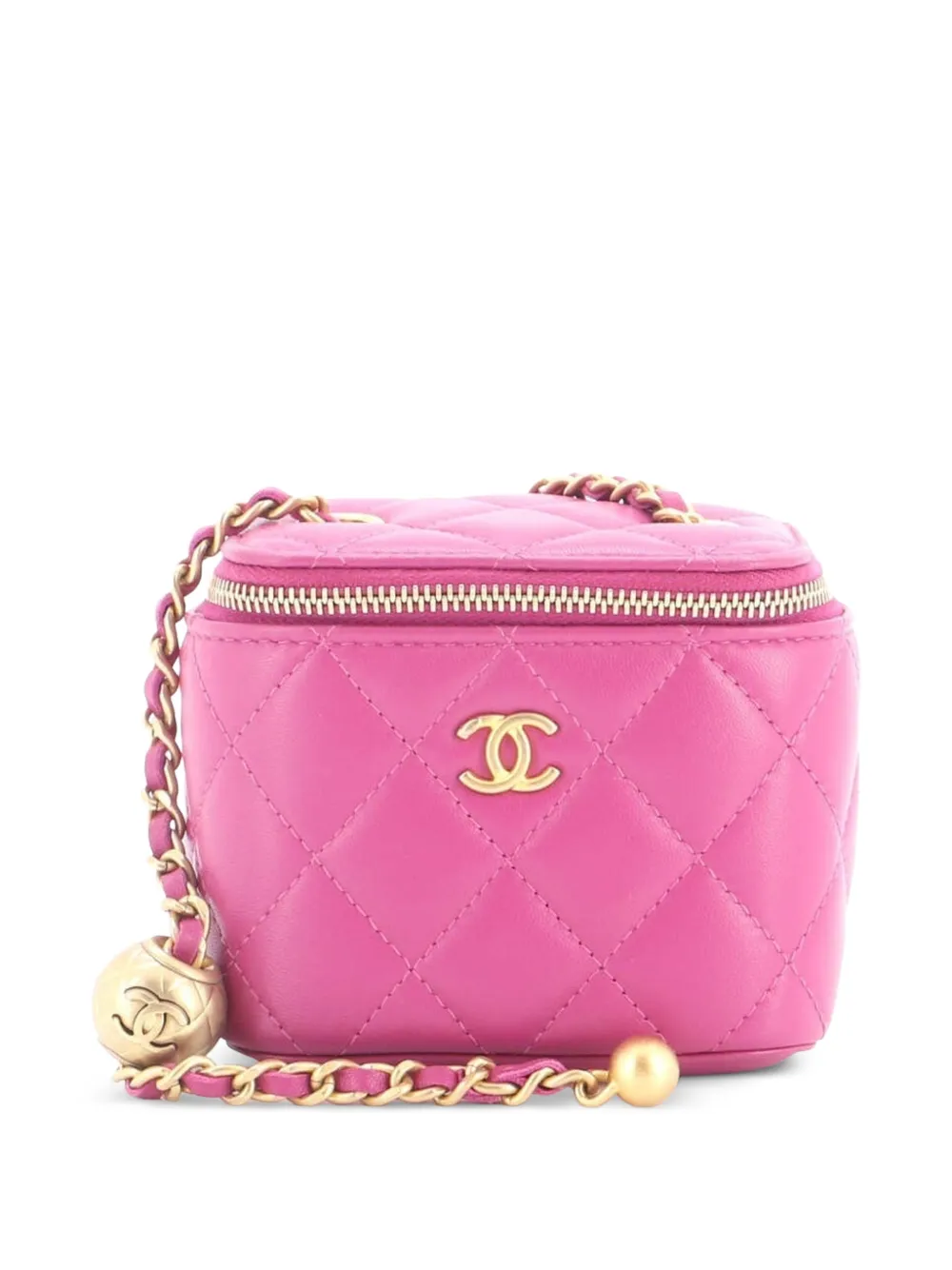 CHANEL Pre-Owned Pearl Crush Vanity Case with Chain Quilted Lambskin Mini clutch bag - Viola