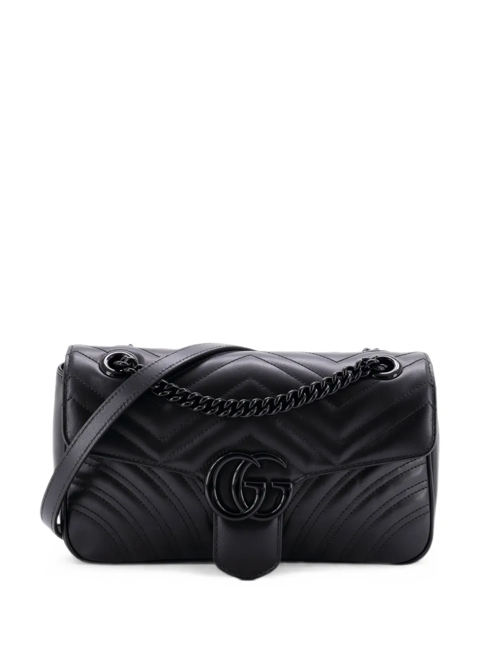 Gucci Pre-Owned GG Marmont Monochrome Flap Bag Matelasse Leather Small shoulder bag - Nero