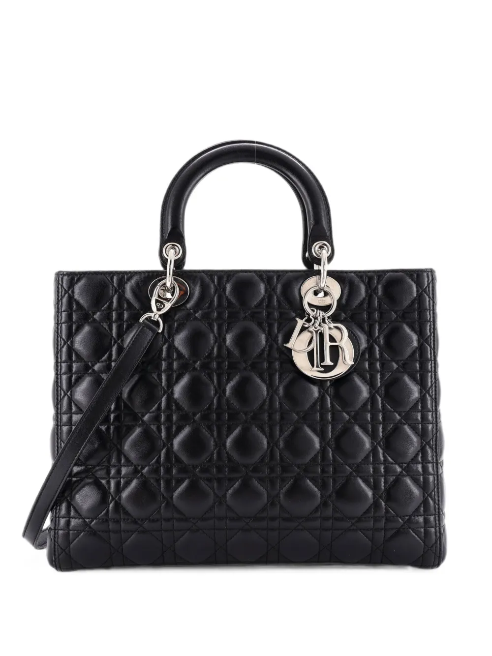 Christian Dior Pre-Owned Lady Dior Bag Cannage Quilt Lambskin Large tote bag - Nero