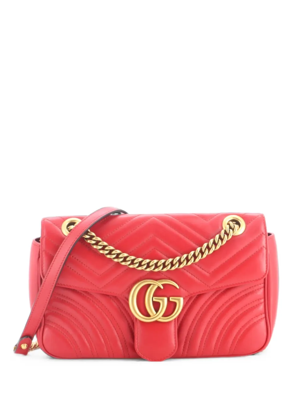 Gucci Pre-Owned GG Marmont Flap Bag Matelasse Leather Small crossbody bag - Rosso