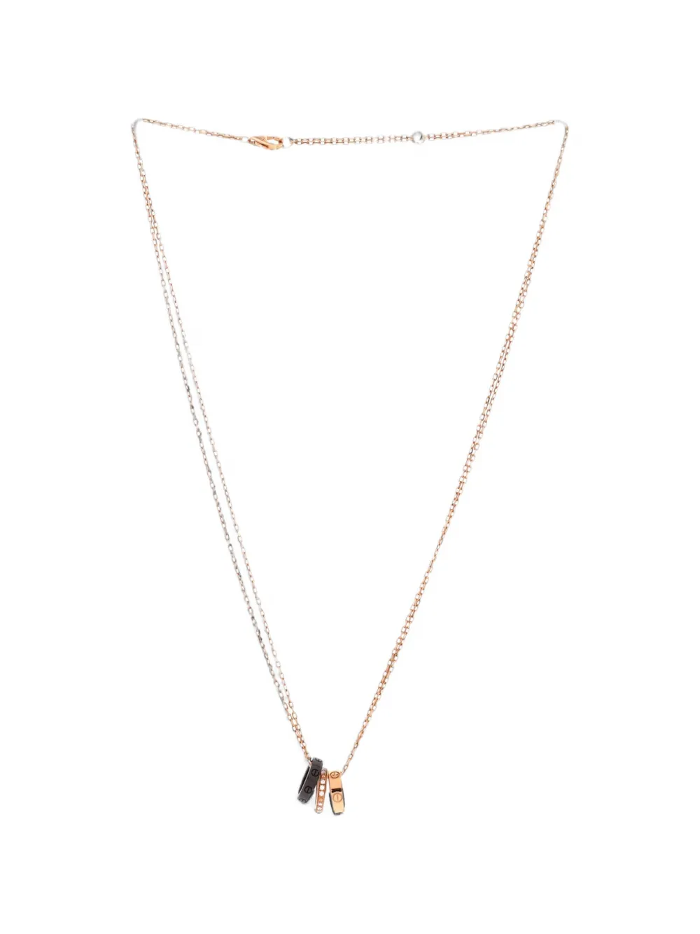 Cartier Love 3 Ring Pendant 18K Rose Gold and Ceramic with Diamonds necklace - Rosa