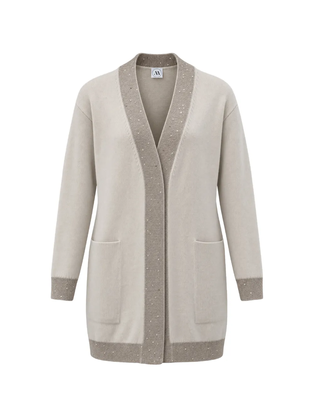 ANDRÈ MAURICE sequin-embellished ribbed-trim cardigan - Toni neutri