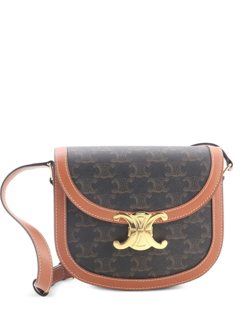 Celine Pre-Owned besace portée épaule Teen en toile enduite à logo Triomphe Triomphe - Marron