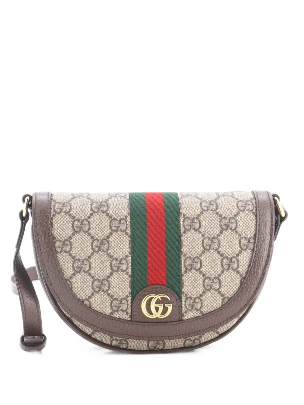 Gucci Pre-Owned Ophidia Curved Flap Shoulder Bag GG Coated Canvas Mini crossbody bag - Marrone