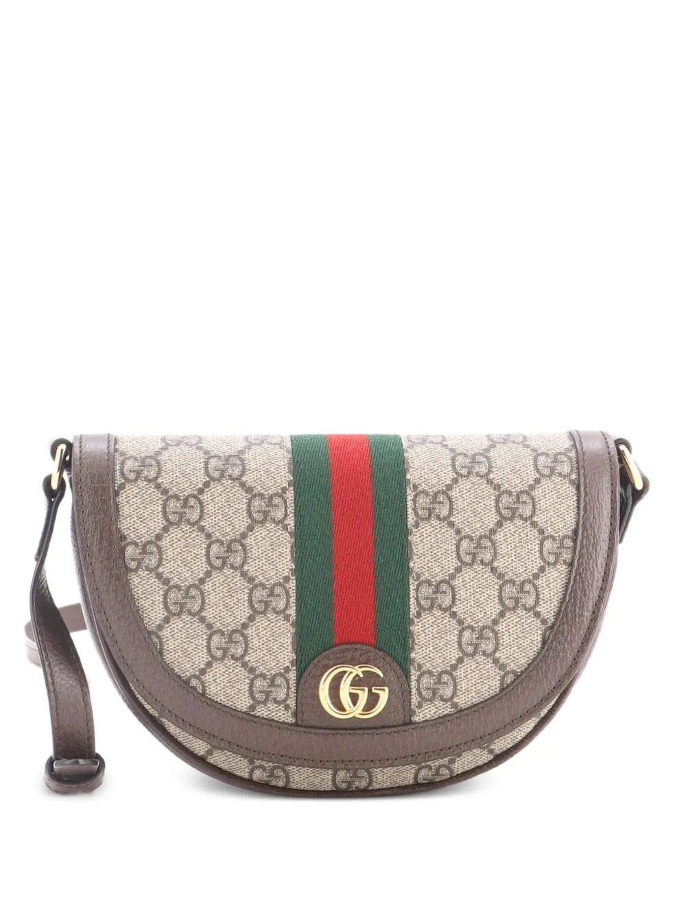 Gucci Pre-Owned Ophidia Curved Flap Shoulder Bag GG Coated Canvas Mini crossbody bag - Brown