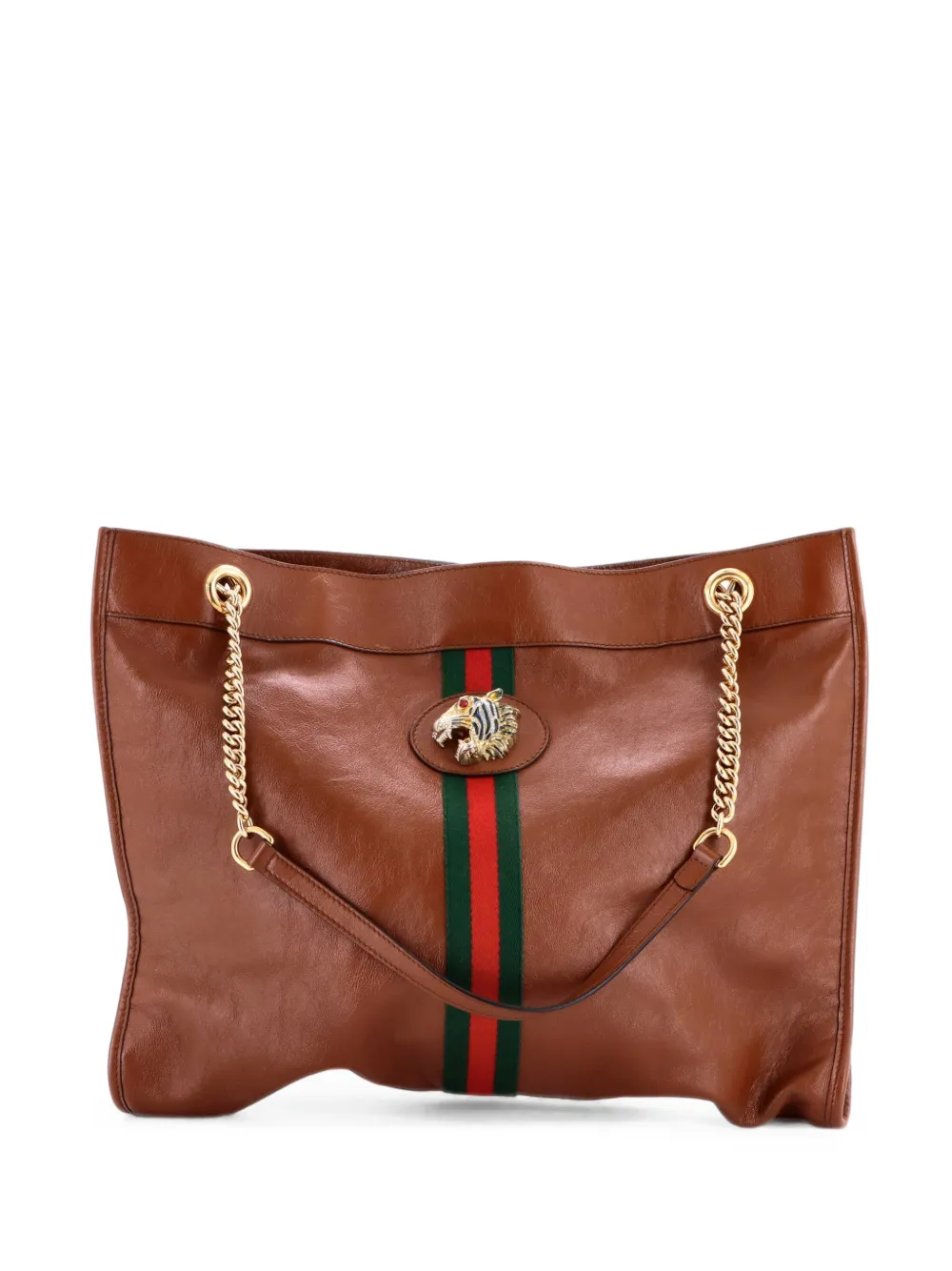 Gucci Pre-Owned Rajah Chain Leather Large tote bag - Marrone
