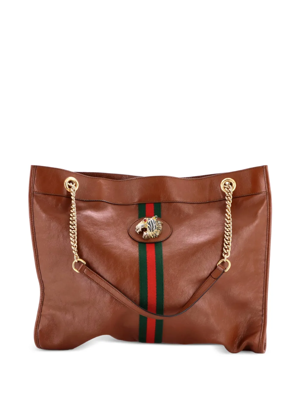 Gucci Pre-Owned Rajah Chain Leather Large tote bag - Marrone