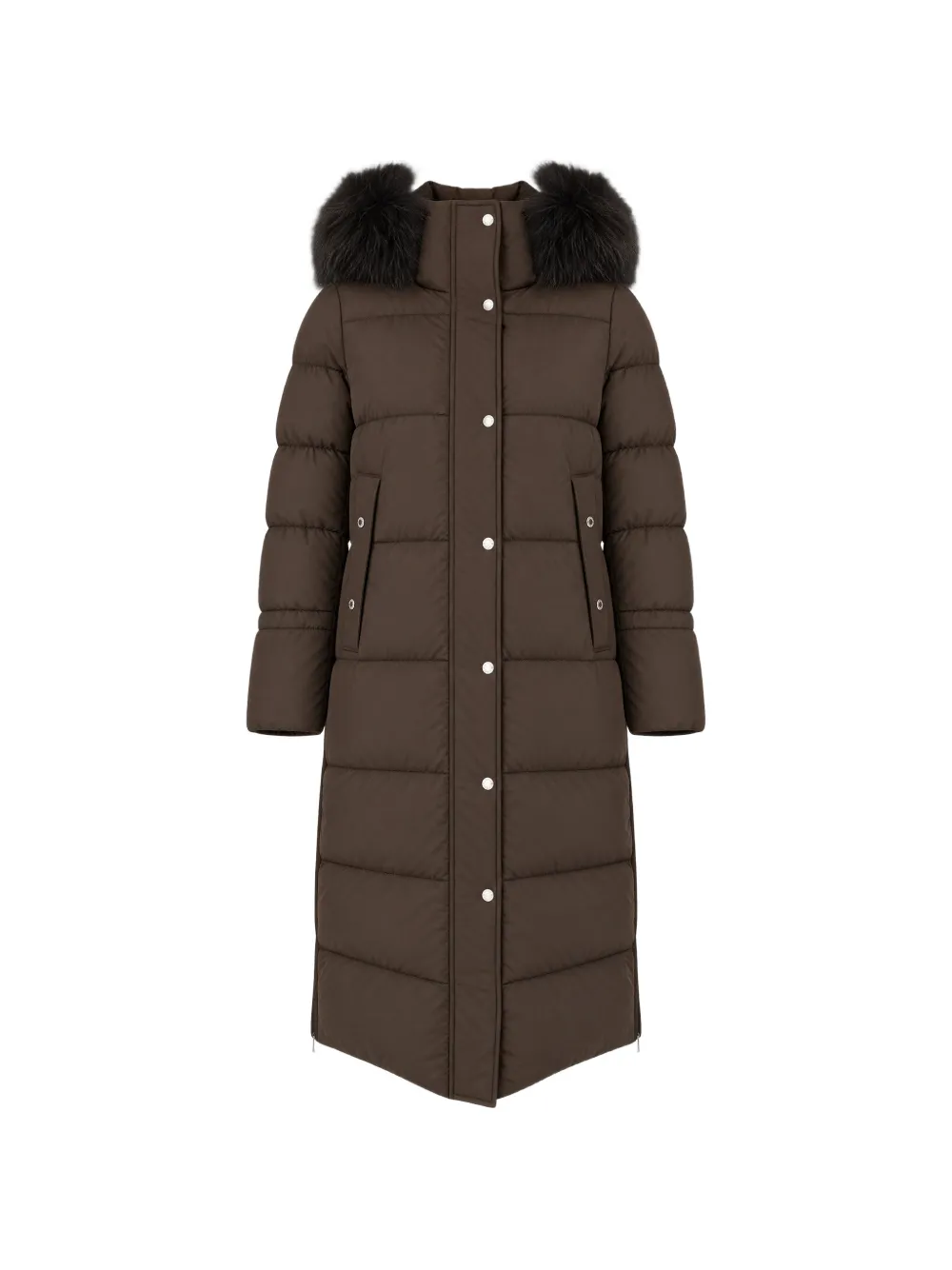 Moorer Fur-trim Hooded Puffer Jacket In Brown