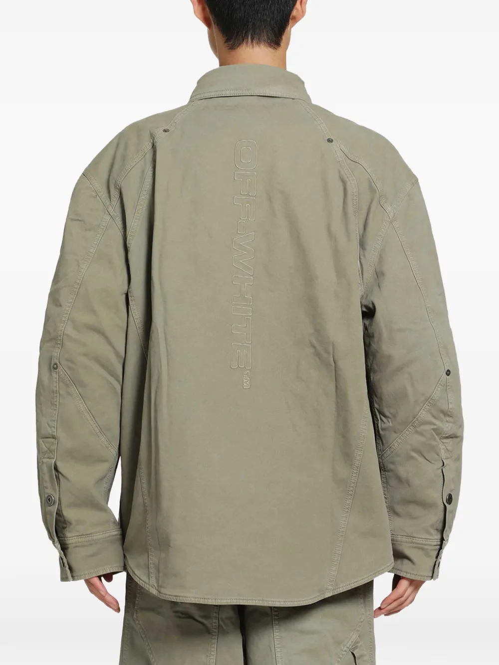 Off-White Shirtjack met geborduurd logo Groen