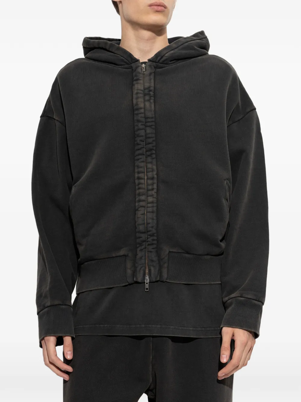 ENTIRE STUDIOS faded-effect zip-up hoodie Zwart
