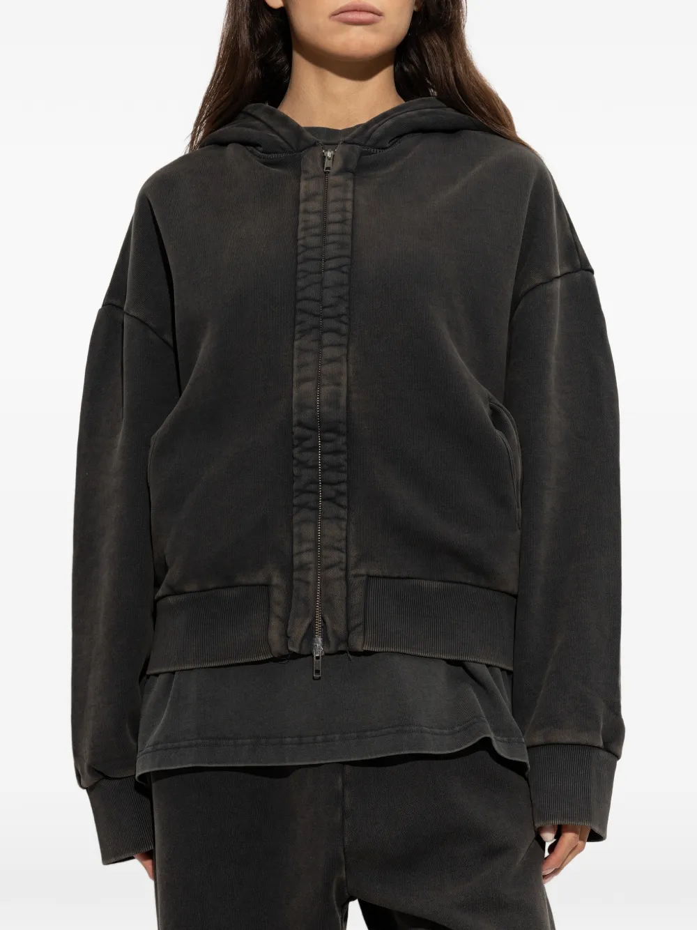 ENTIRE STUDIOS faded-effect zip-up hoodie Zwart