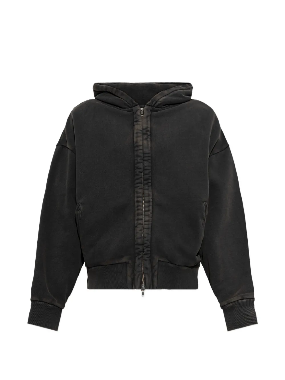 ENTIRE STUDIOS faded-effect zip-up hoodie Zwart