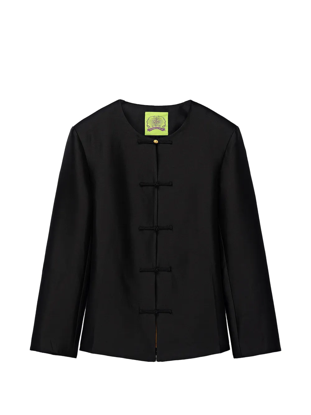 Shanghai Tang Meow Meow frog-fastening collarless jacket