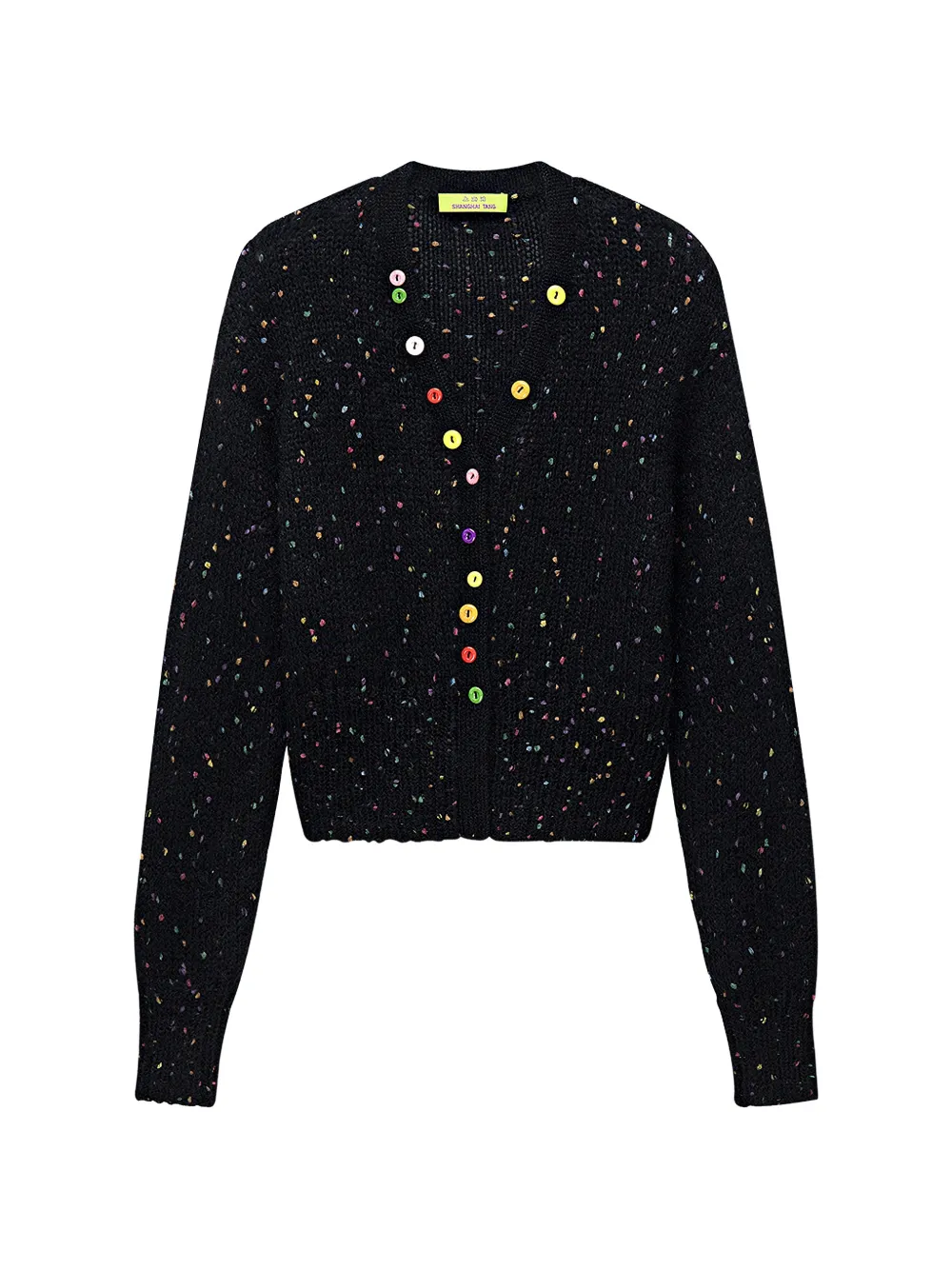 Shanghai Tang Daily Blessing speckled knit V-neck cardigan