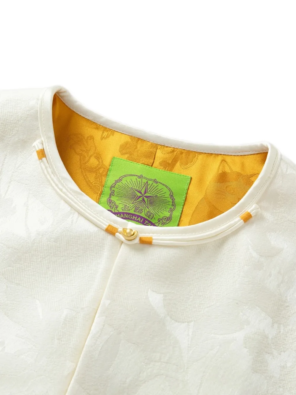 Shanghai Tang Chubby Flower jas met bloemen-jacquard en striksluiting Wit