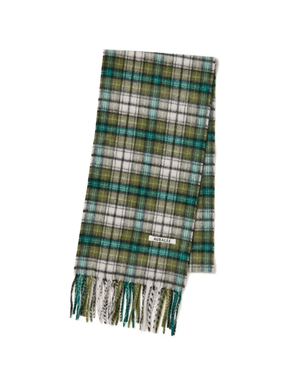Auralee Check Cashmere Scarf In Green