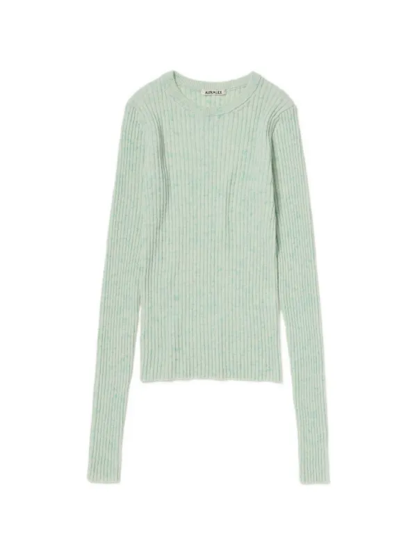 Auralee Nep-knit Cashmere Sweater in Green