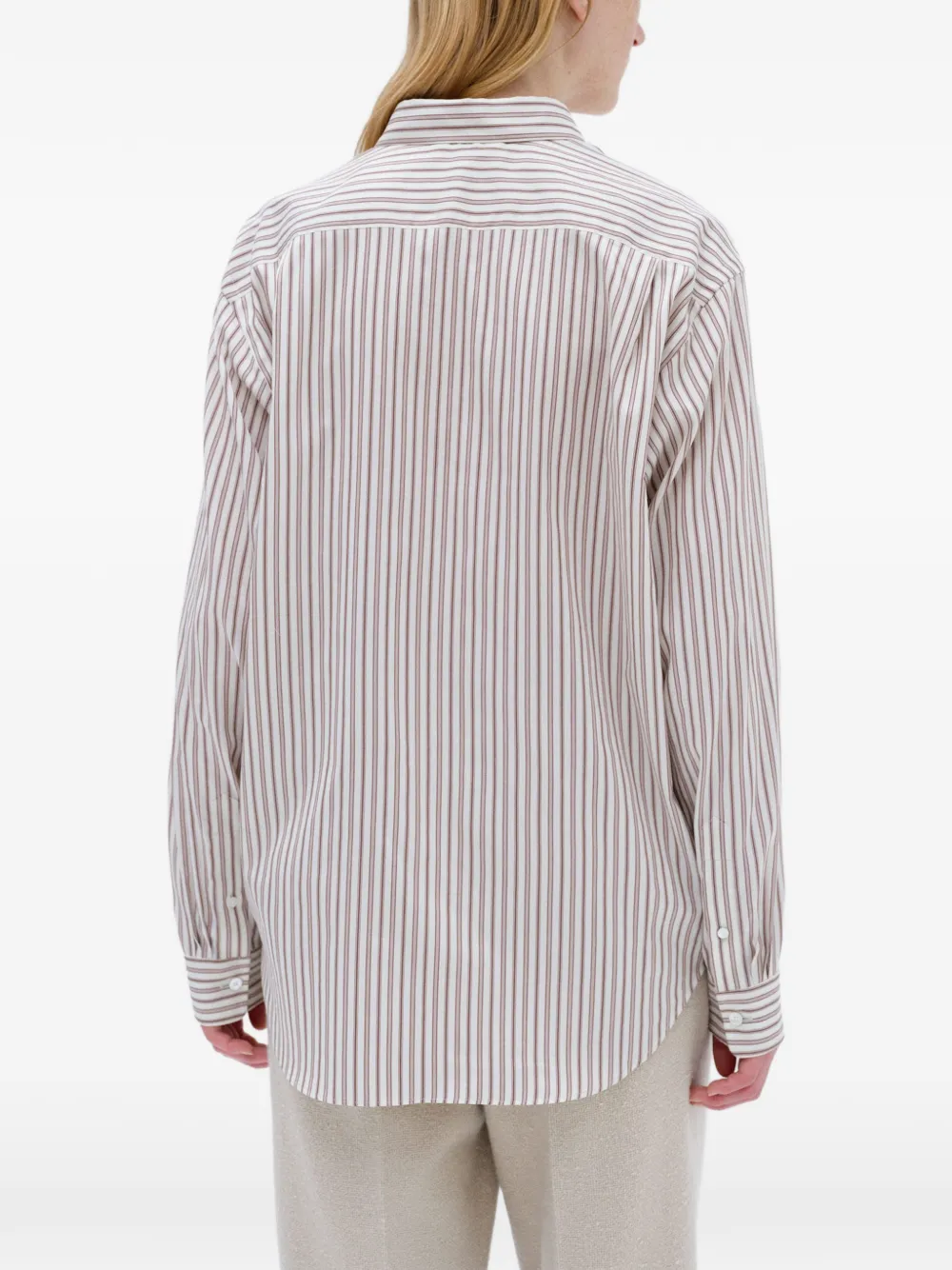 Auralee Gestreepte blouse Beige