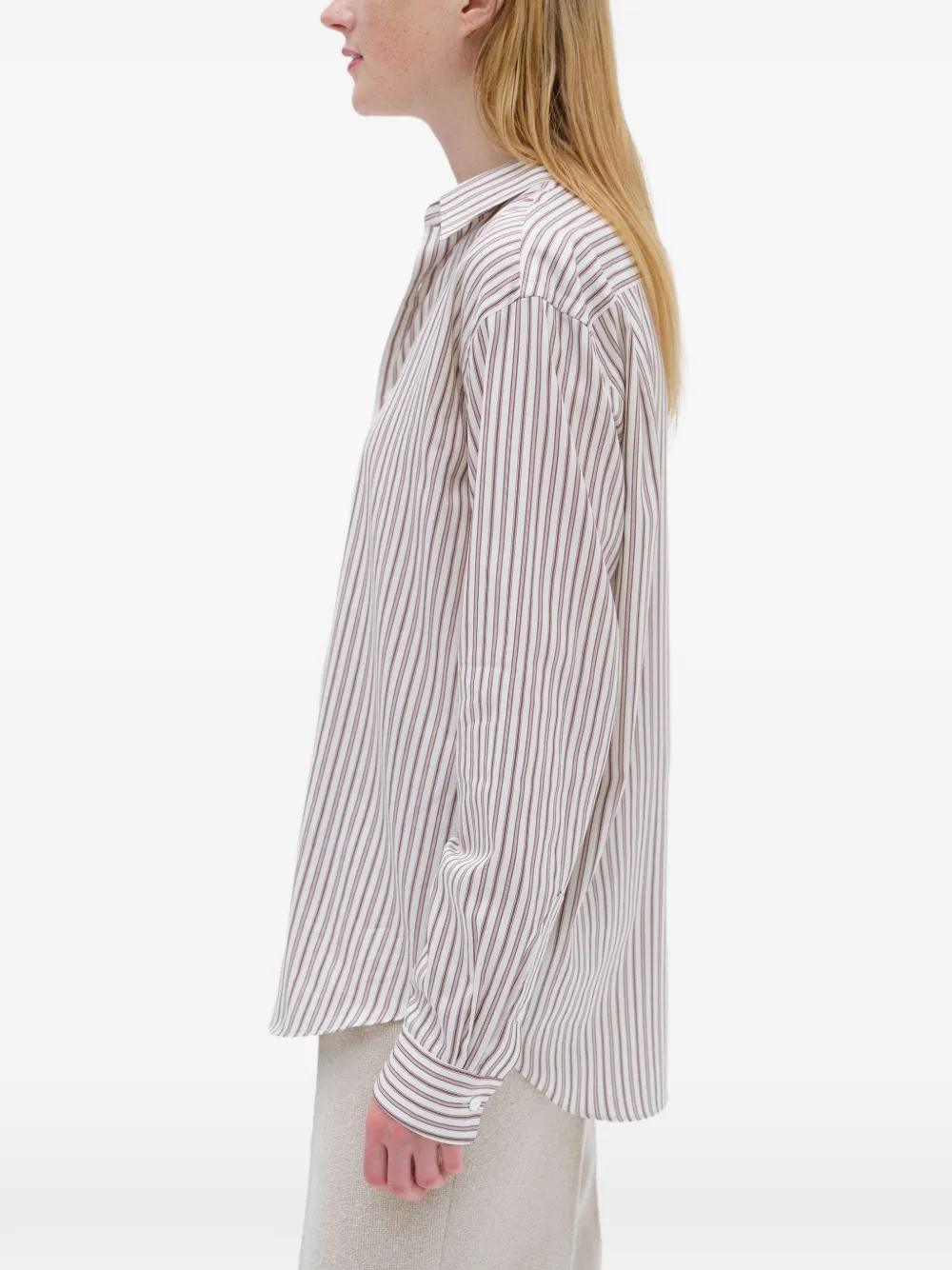 Auralee Gestreepte blouse Beige