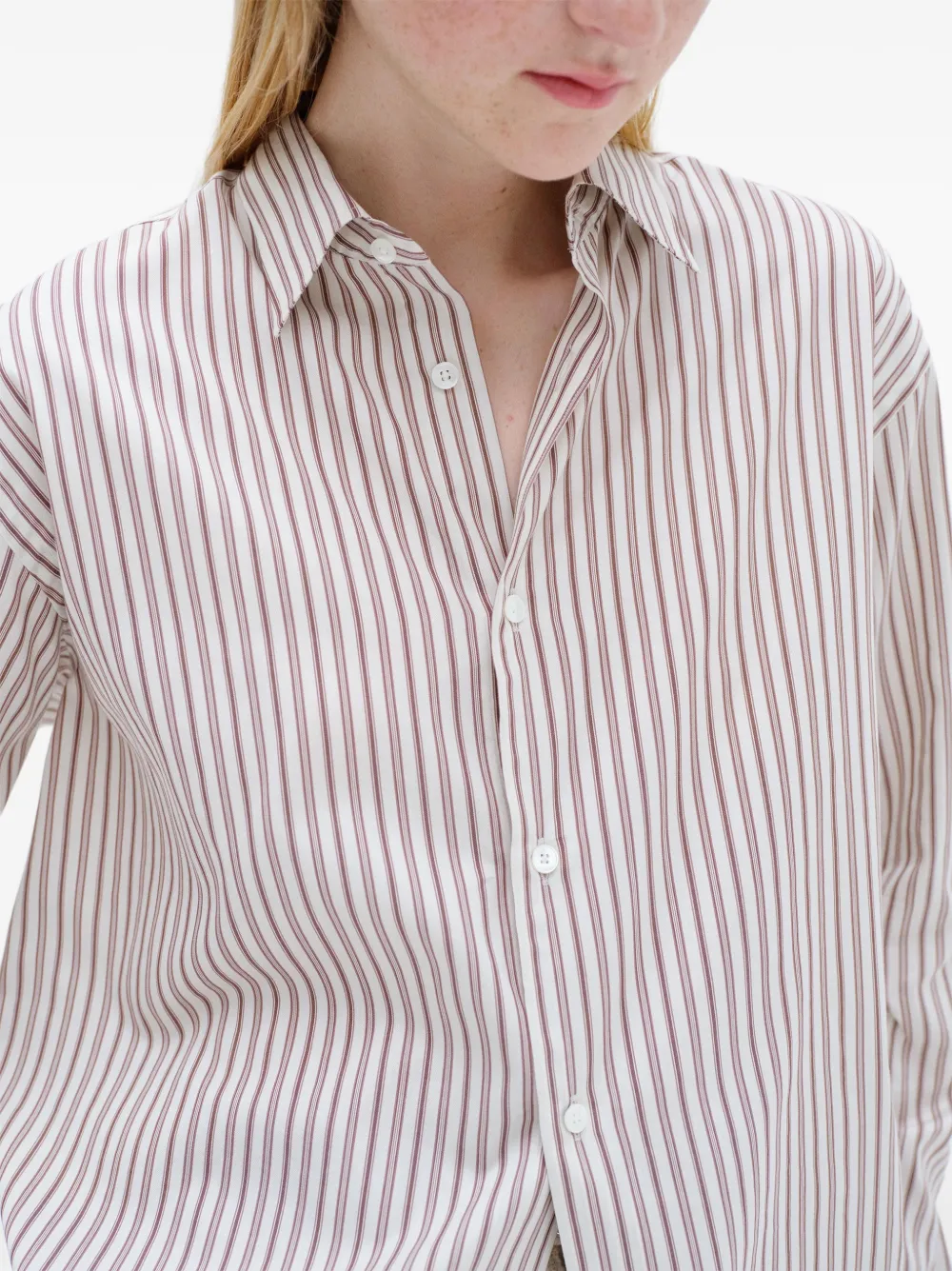 Auralee Gestreepte blouse Beige