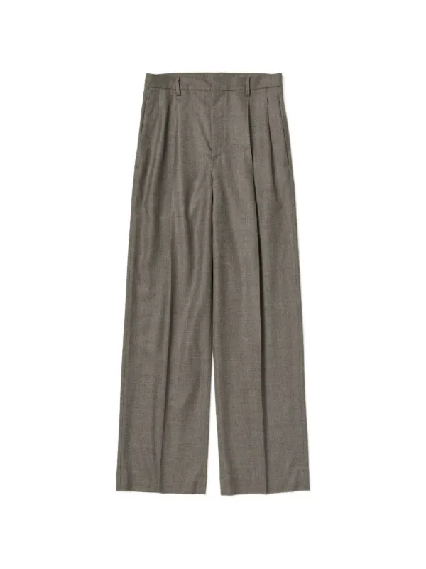 Auralee Pleated Wool Trousers in Grey