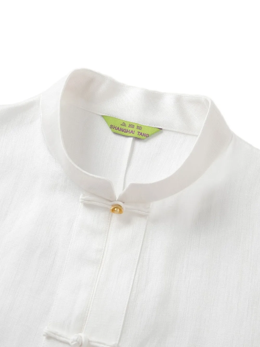 Shanghai Tang Meow Tang zijden blouse met kikkersluiting Wit