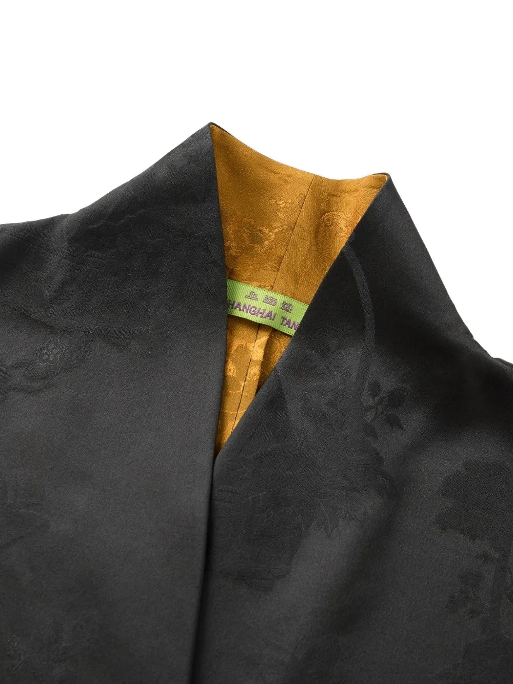 Shanghai Tang Chubby Flower blouse van jacquard Zwart