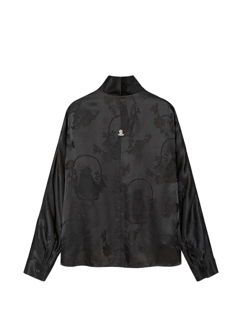 Shanghai Tang Chubby Flower blouse van jacquard Zwart