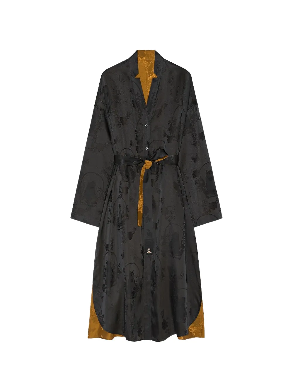 Shanghai Tang Prosperity jacquard-woven belted coat - Black