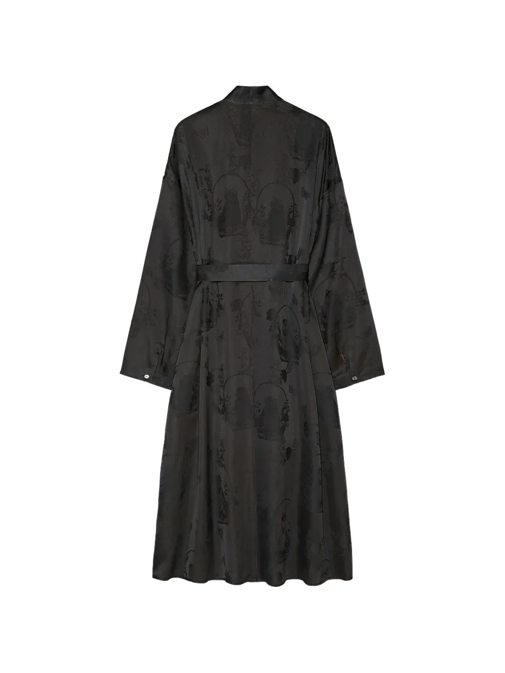 Shanghai Tang Prosperity jacquard-woven belted coat Zwart