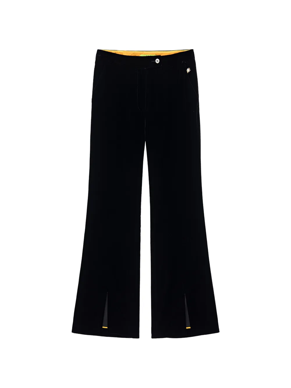 Shanghai Tang Meow Meow velvet-effect slit-hem trousers
