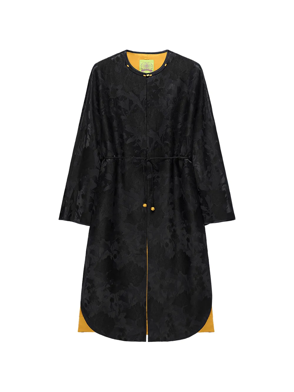 Shanghai Tang Chubby floral-jacquard drawstring coat - Nero