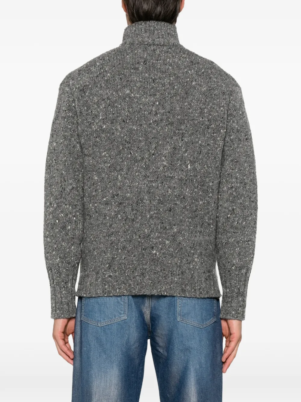 Auralee Zip-neck Knit Sweater in Grey, view 4