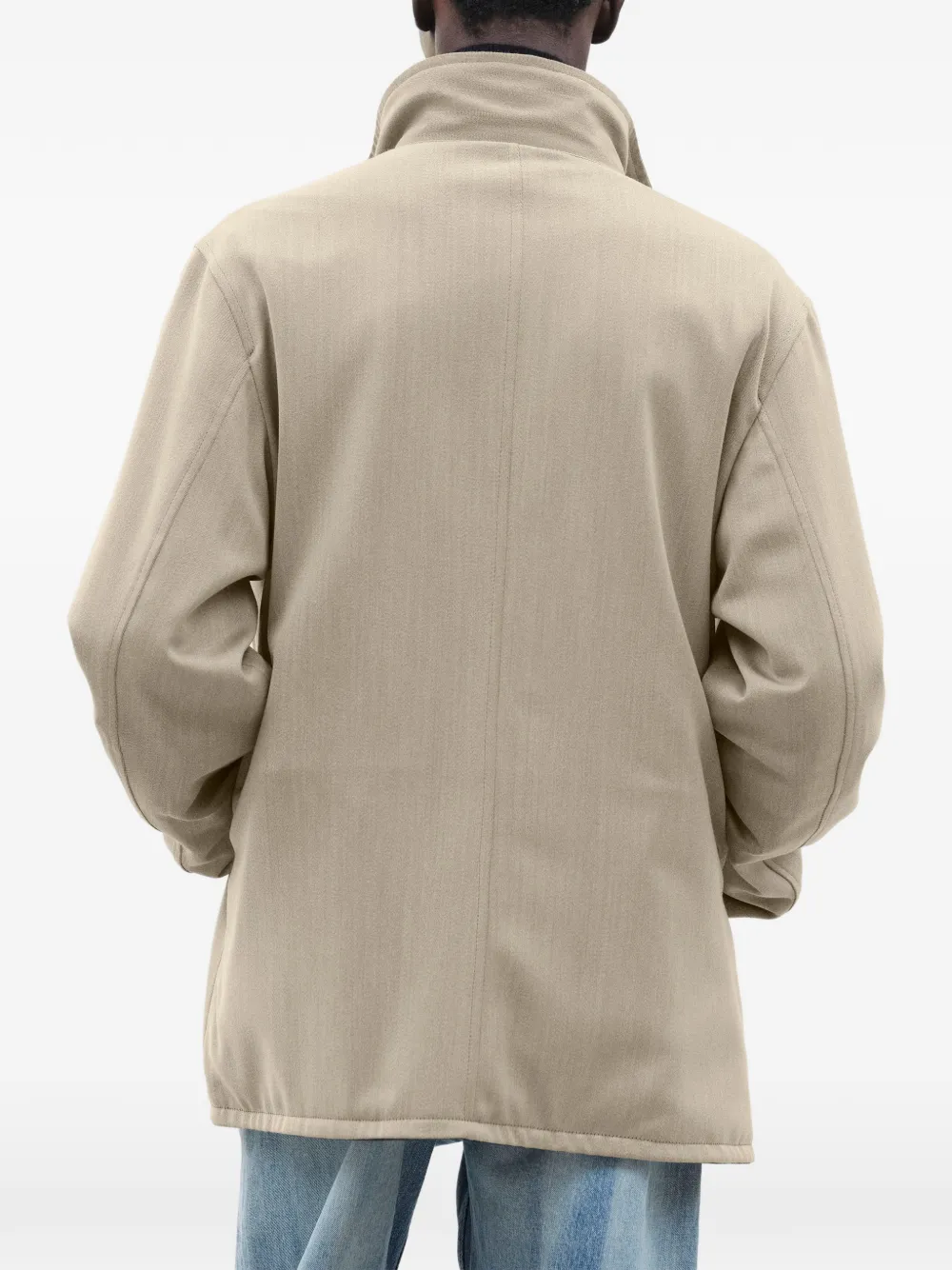 Auralee reversible wool-twill leather coat Beige