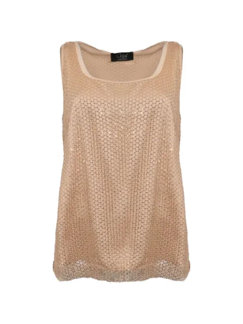 Clips sequin-embellished sleeveless tank top