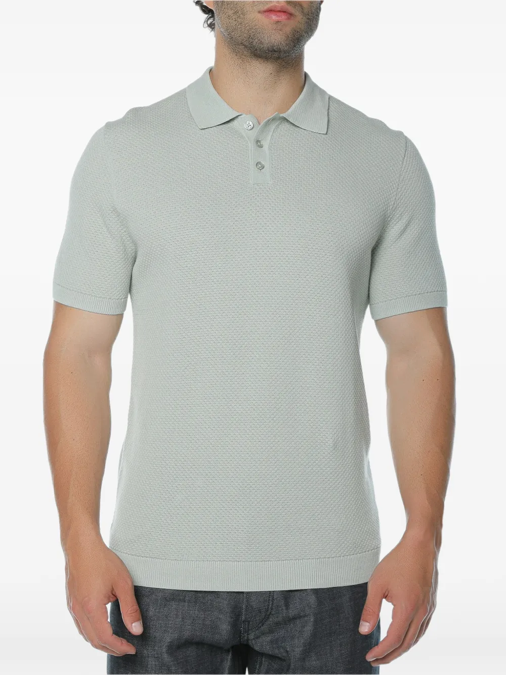 Drykorn Triton textured-knit polo shirt - Grigio