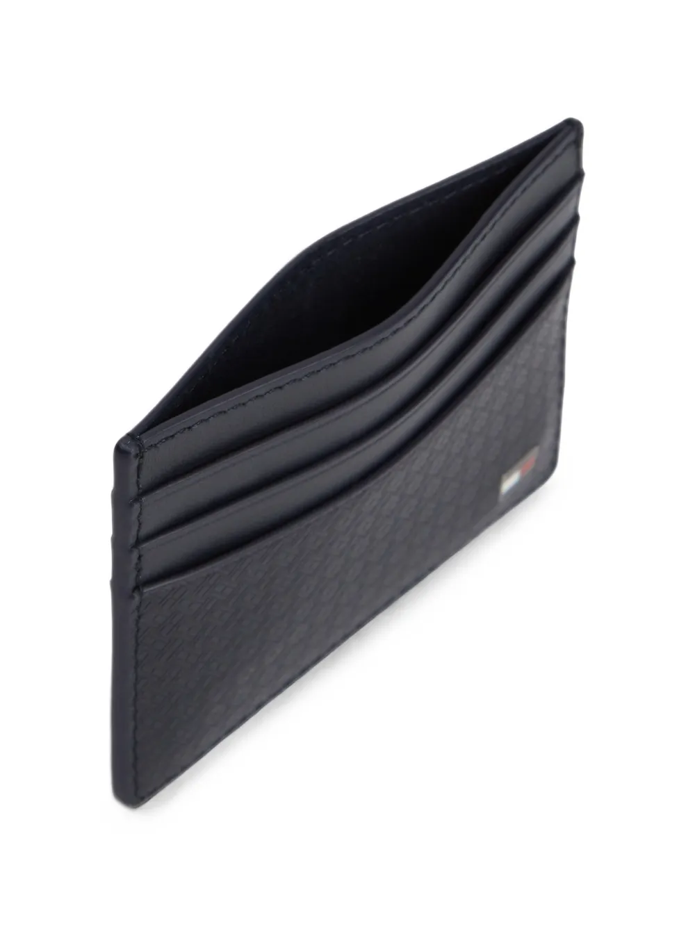 Tommy Hilfiger Monogram-embossed leather card holder Blauw