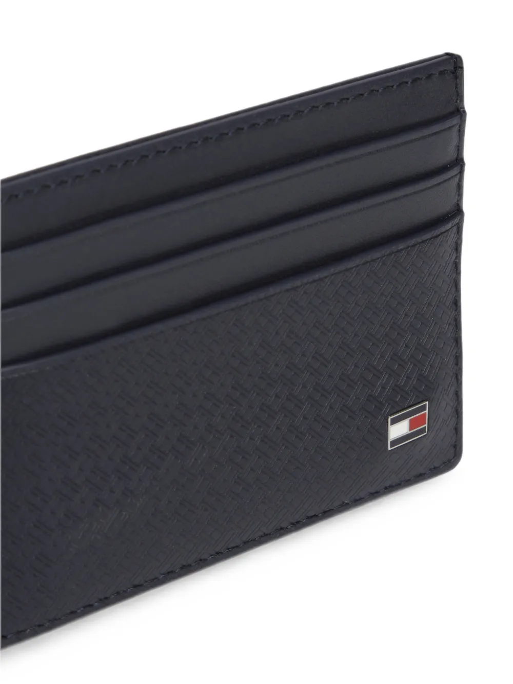 Tommy Hilfiger Monogram-embossed leather card holder Blauw