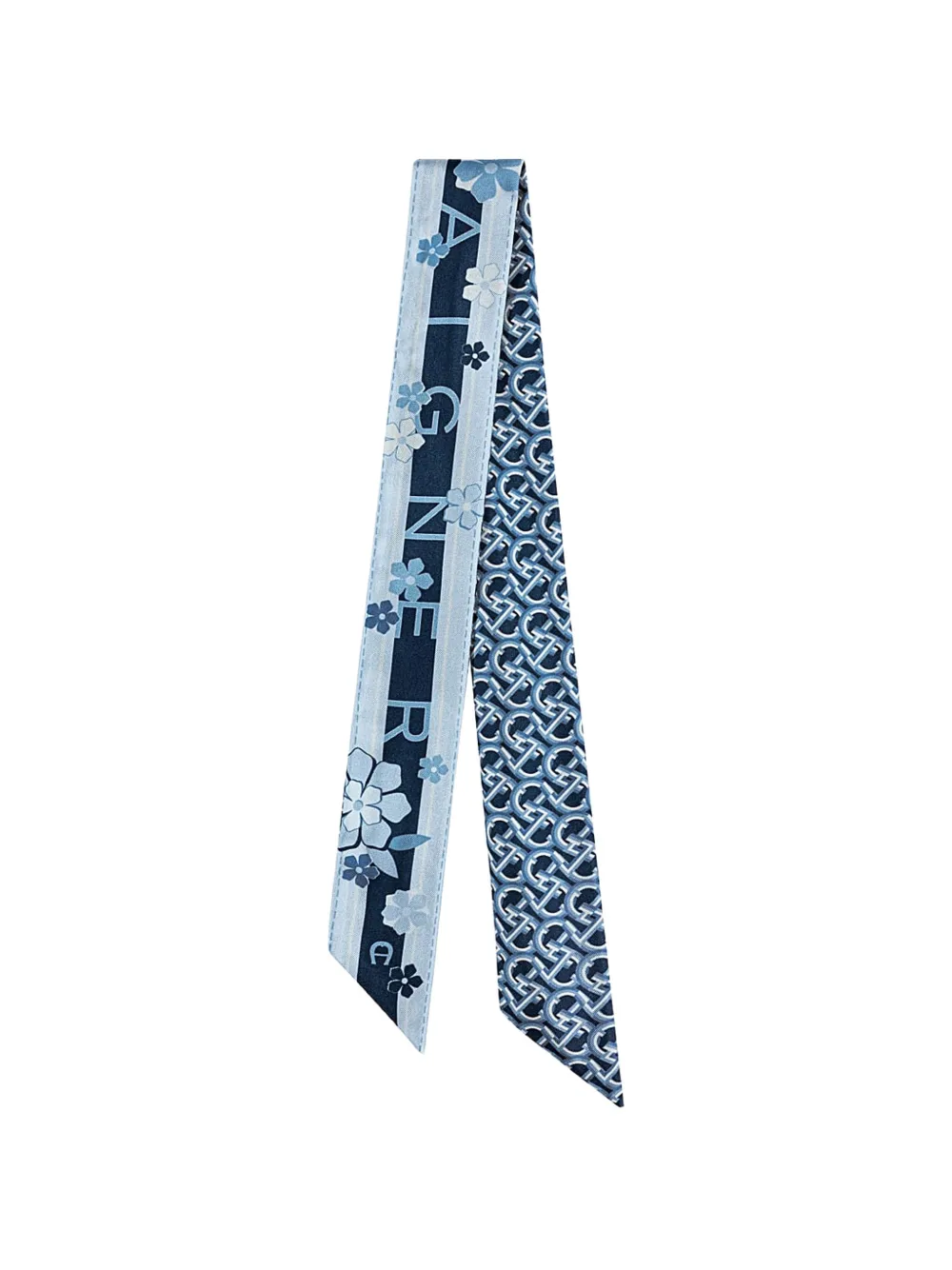 AIGNER floral-print monogram-pattern scarf - Blu