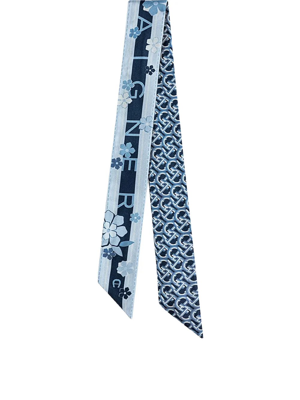 AIGNER Sjaal met monogram-patroon en bloemenprint Blauw