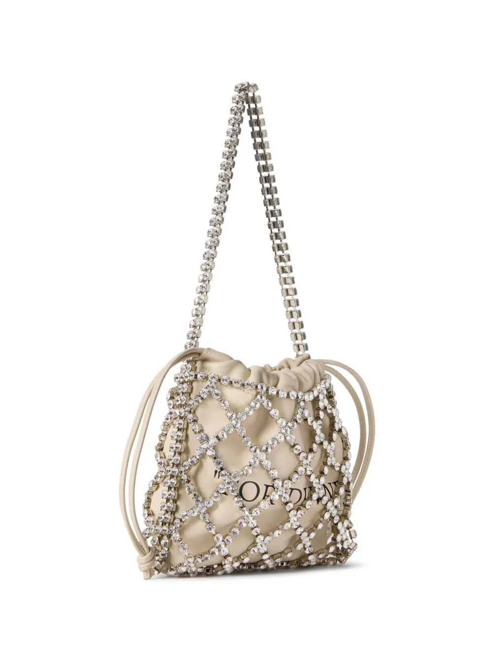 Off-White For Dinner leren schoudertas verfraaid met kristallen Beige