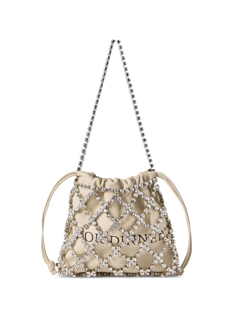 Off-White Borsa a spalla For Dinner in pelle con cristalli - Toni neutri