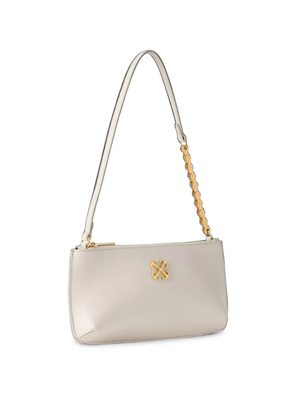 Off-White Jitney Flat leren schoudertas Beige
