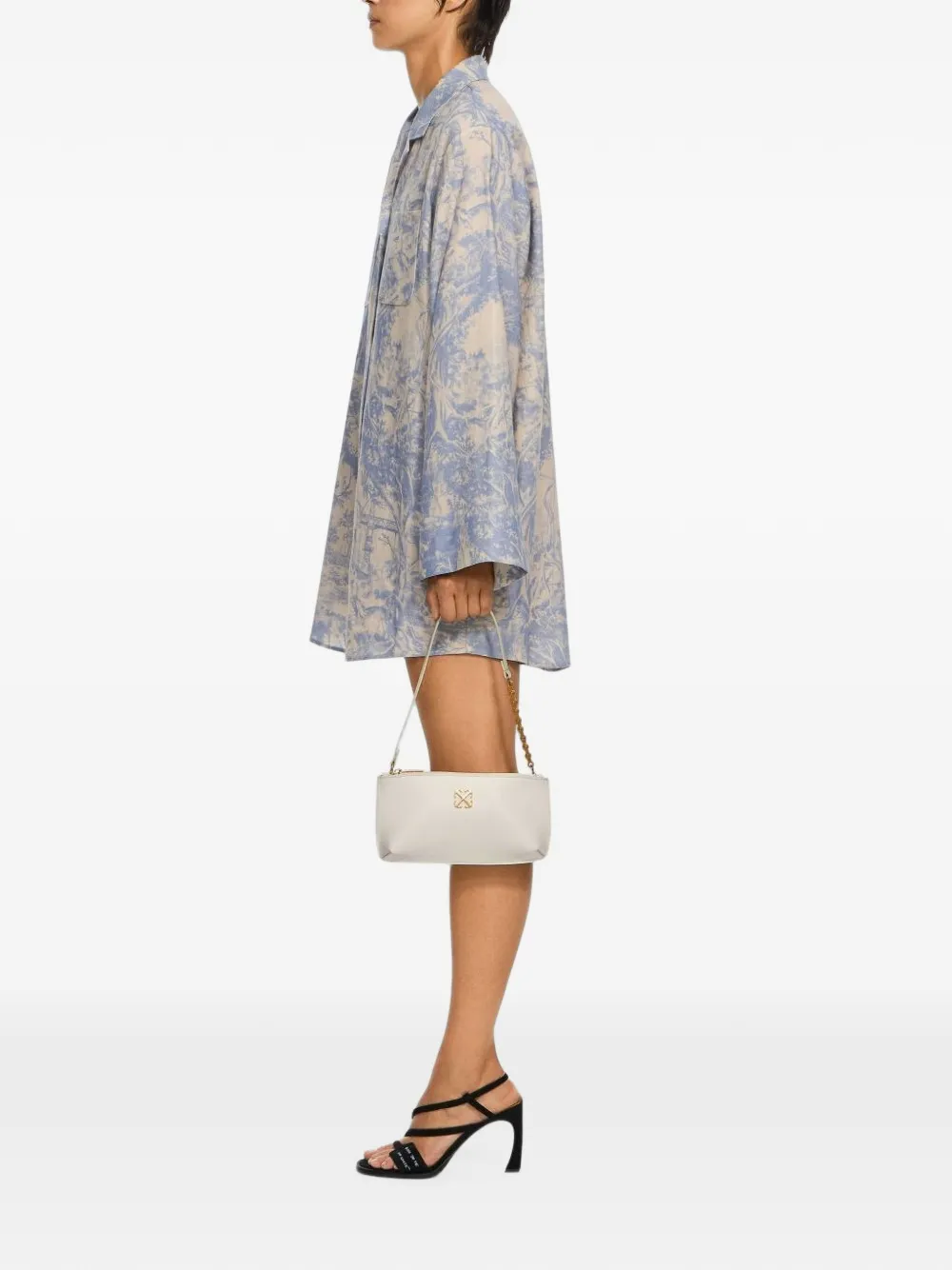 Off-White Jitney Flat leren schoudertas Beige