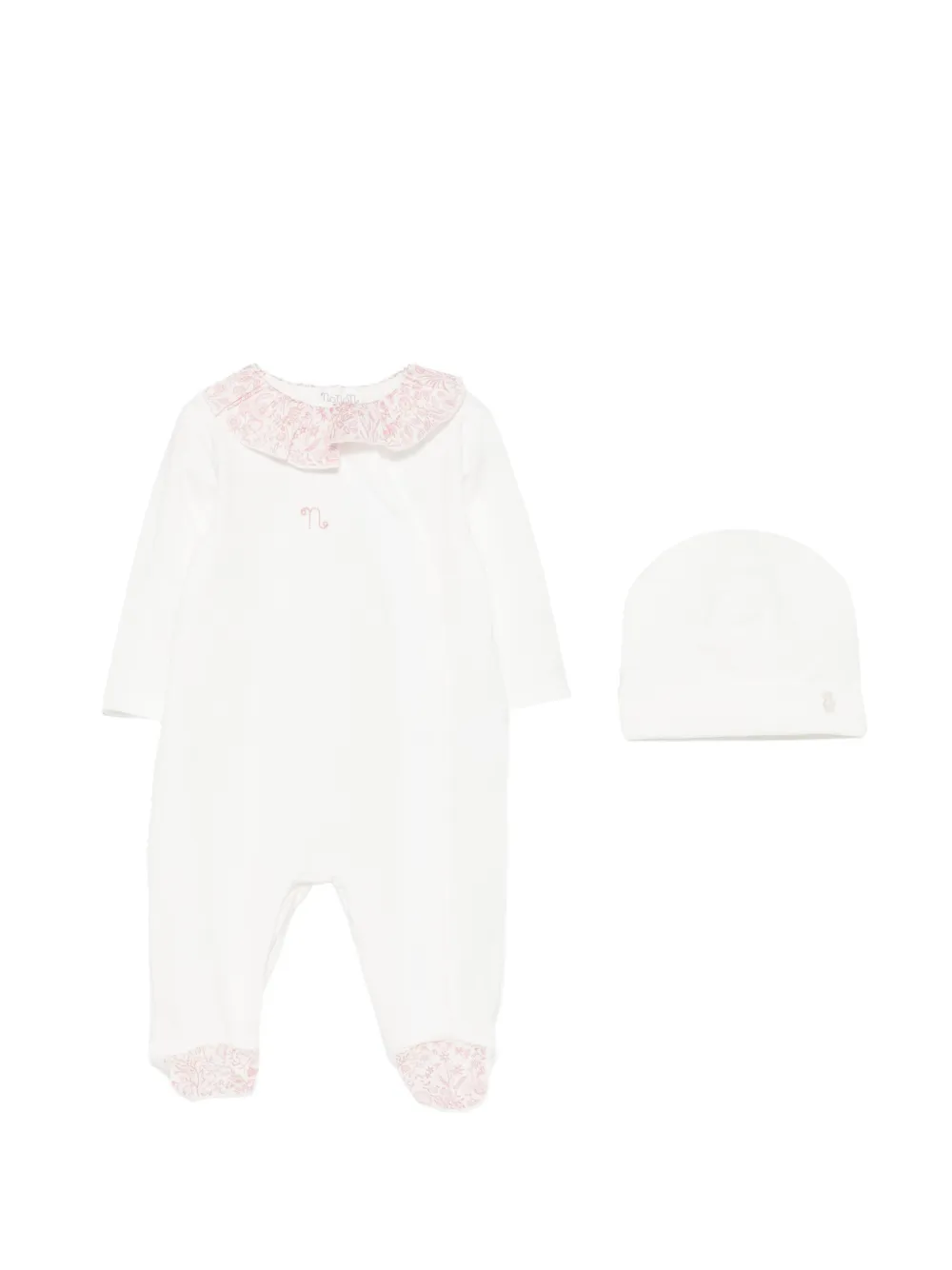 NANAN Gerüschtes Strampler-Set mit Blumenprint - Weiß