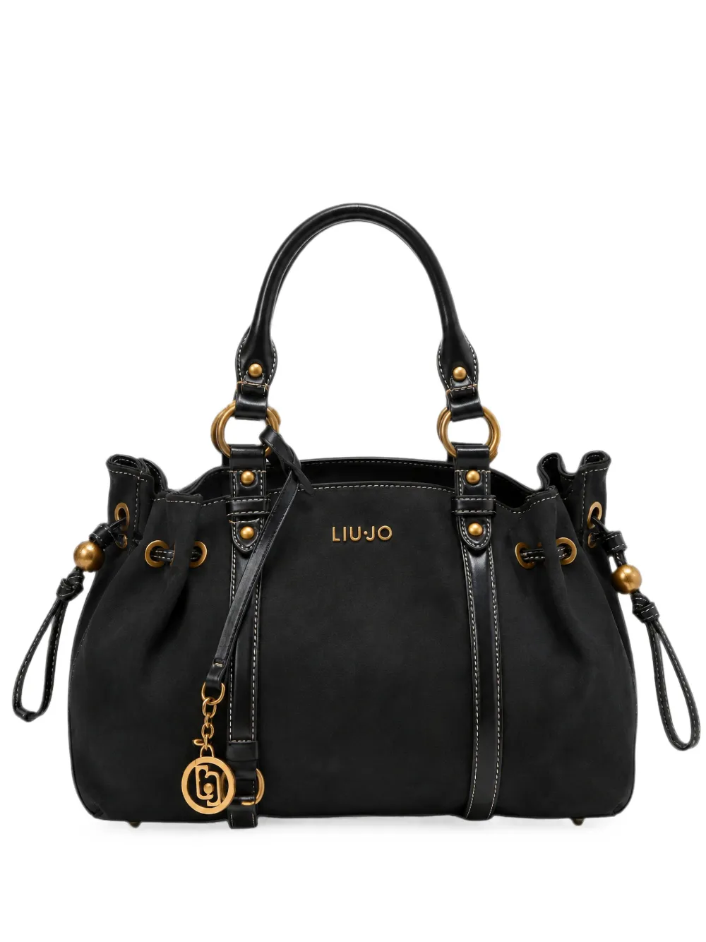 LIU JO logo-plaque drawstring tote bag - Nero