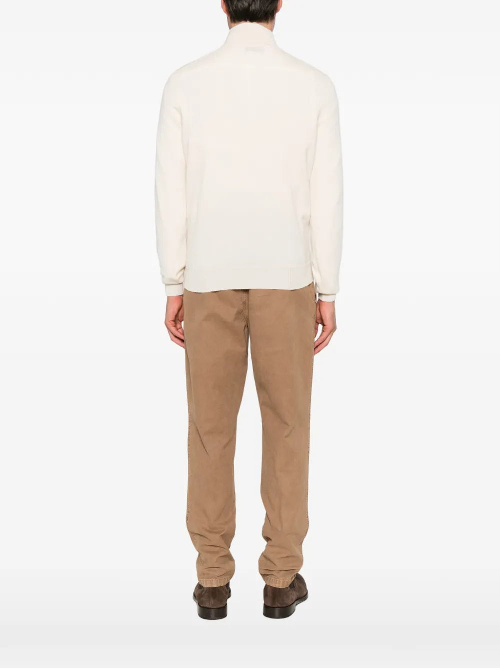 Brunello Cucinelli quarter-zip knitted sweater Wit